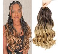 French Curl Braiding Hair 12 Inch 8 Packs Curly Braiding Hair Pre Stretched French Curls Braiding Extension Curl Crochet Braids Spiral Extensions (OT4/27#, 12 Inch (Pack of 8))