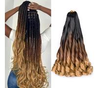 French Curl Braiding Hair 16 Inch Pre Stretched 75g/Pack C14 Crochet Synthetic Bouncy Curly Ends for Women Hair Extensions (16 Inch 8 Packs, C14)