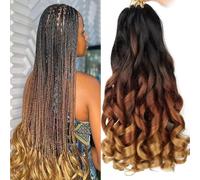 French Curl Braiding Hair 24 Inch 8 Packs Pre Stretched Loose Wave Bouncy Braiding Hair French Curls Braids Hair Curly Synthetic Hair Extensions (1B/30/27#, 24 Inches)