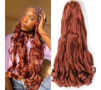 French Curl Braiding Hair 8 Packs Pre Stretched Loose Wave Bouncy Braiding Hair French Curls Braids Hair Curly Synthetic Hair Extensions (350#, 18 Inches)