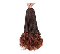 French Curl Crochet Braids,14 Inch Box Braid Bouncy Wavy Ends Hairs Pre Looped Synthetic Curly Braiding Hair for Women(T 350 Color,6 Packs)