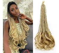 French Curl Crochet Braids 6 Packs Boho Goddess Pre Looped Hair Extension Ombre Box Braid With Wavy Curly Ends For Black Women(27613,18in(6pack))