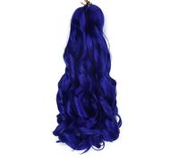 French Curly Braiding Hair 12 Inch 8 Packs Pre Stretched Crochet Braids with Curly Ends Spanish Crochet Hair for Black Women Navy Blue