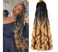 French Curly Braiding Hair 22 Inch 8Pack/lot Loose Wavy Spiral Curl Braids Crochet Hair Deep Wave Synthetic Extensions Pre Stretched Bouncy Braiding Hair(1B/27)