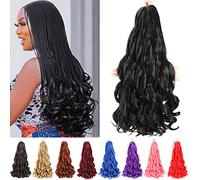 French Curly Braiding Hair 24 Inch 8 Packs - Pre Stretched Bouncy Braiding Hair- Loose Wavy Synthetic Hair Extensions for Black Women (24 inch 8 packs, 1B)