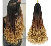 French Curly Braiding Hair 8 Pack Loose Wavy Spiral Curl Braids Crochet Hair Deep Wave Hair Extensions Pre Stretched Bouncy Braiding Hair for Women (T1B/30/27, 18inch (Pack of 8))