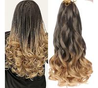 French Curly Braiding Hair 8 Pack Loose Wavy Spiral Curl Braids Crochet Hair Deep Wave Synthetic Extensions Pre Stretched Bouncy Braiding Hair (T27#, 14 Inches)