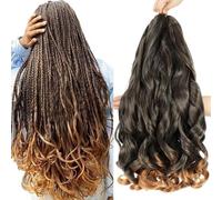 French Curly Braiding Hair 8 Pack Loose Wavy Spiral Curl Braids Crochet Hair Deep Wave Synthetic Extensions Pre Stretched Bouncy Braiding Hair (T30#, 18 Inches)