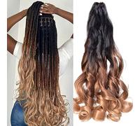 French Curly Braiding Hair Extensions,#C14 Loose Wavy Braiding Hair Pre Stretched 8pack 24inch 75g/pack Synthetic French Curl Crochet Hair Extensions(C14,8Pack)
