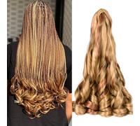 French Curly Braiding Hair for Box Braids P27/30 Loose Wave Braiding Hair 8 Packs 24 Inch 75G/Pack Spanish Curly Synthetic Spiral Curl Silky Braiding Hair Extensions (24 Inch,8 Packs,P27/30)