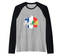 French Cyclists Bicycle Racing Men Women Raglan Baseball Tee