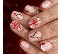 French Design False with Gold Elegant Press on for Party Wedding French Tip Fake Set