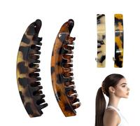 French Design Tortoise Shell Hair Clips for Women, 2PCs Banana Half-Moon Ponytail Hair Clips & 2PCs Non-slip Snap-On Hair Pins Barrette Hair Accessories for Women & Girls