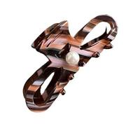 French Design Women Hair Claws, Women Headdress, Pearl Leopard Ponytail Hair Clips, Retro Hair Ornament Lady Shark Clip(Pink)