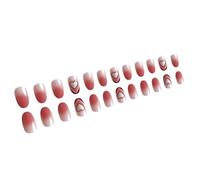 French Designs Acrylic Stick On Nails With Heart Patterns For Women Valentines Day Press On Nails 24 Pieces Set