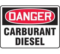French Diesel Fuel/Carburant Diesel OSHA Danger Sign, Aluminum 7" x 10", Made in USA - AccuformNMC, FRMCHL224VA