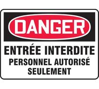 French Do Not Enter - Authorized Personnel Only OSHA Danger Sign, Aluminum 10" x 14", Made in USA - AccuformNMC, FRMADM141VA