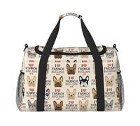 French dog Hand Travel Bag - Large Reusable Shopping Tote Bag, Perfect for Outdoor Activities, Sports, Camping & Groceries, Black, One Size