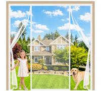 French Door Fly Screen Magnetic White 155x235cm Easy Installation with no Drilling or Tools Required for Elegant Transitions Between Indoor Rooms and Outdoor terraces