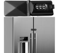 French Door Fridge Child Proof Lock Keyless Password Code Baby Safety Double Door Refrigerator/Freezer Locks for Kids, Adhesive Cabinet Cupboard Lock Easy to Install (1, Black)