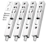 French Door Lock, 6 Inch Heavy Stainless Steel Flush Latch Bolts, Concealed Security Double Door Lock for Inactive Leaf, Double Door Opening and Composite Wood Double Dummy Door (4 PCS Silver)