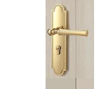 French Door Lock Bright Golden Indoor Double Wooden Door Handle Bedroom Door Lock Magnetic Silent Door(Type D-Magnetic Lock Body)