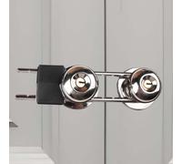 French Door Lock, Door Security Bar, Double Door Locking Device, Keyed Extra Door Lock for Doors with Double Handles/Knobs/Levers, All Metal Construction, Safety U-Shaped Bar Prevent Kick Ins