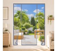 French Door Magnetic Fly Screen 140x260cm Gravity Sticks at the Bottom to Prevent Wind from Blowing it Open for Grand Double Doors Connecting Indoor and Outdoor Living Spaces Grey