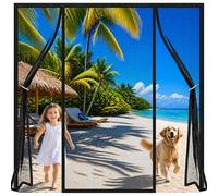 French Door Magnetic Fly Screen Black 140x230cm Full-Frame Hook and Loop for a Secure and Stable fit Hands-Free Entry for Busy Families