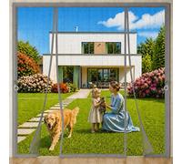 French Door Magnetic Fly Screen Grey 145x285cm Double Door Left Right Powerful Magnets Hands Free for Big Frames Where Maximum Airflow and Protection Matter