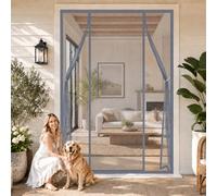 French Door Magnetic Fly Screen Grey 185x185cm Keep Flies Out While letting Fresh air Flow in Freely for Enjoying the Garden View with Complete Peace of Mind