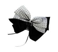 French Dot Bowknot Hair Claw Clips with Safety Non-Slip Grip Holder for Women Girls Pony Tail Up Style Decorative Elegant Bowknot Hair Clip for Women