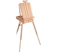 French Easel, Foldable Beech Wood Sketchbox Easel with Drawer and Palette, Adjustable Portable Tripod Field Art Easel for Studio, Plein Air Painting and Sketching (Large)