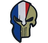 French Embroidered Spartan Patch - French Flag - France Patch - Embroidered Patches for Clothing and Backpack - Tactical Military Punisher - 8.55 x 5.4 cm