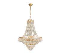 French Empire Crystal Chandelier Flush Mount Ceiling Light Fixture for Foyer Entryway Living Room Dining Room Bedroom Hallway 24'' x 30'' Gold Finish Elegant Lighting Fixture