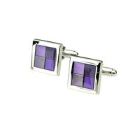 French Enamel Cufflinks - Silver and Purple - Business | Sl esign, elegant gift, wedding banquet use
