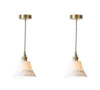 French Exquisite Pendant Lamps,White Lampshade Hanging Lighting,Ceramics Brass Fittings Ceiling Lights,Rope Adjustable Chandelier,E27 Base Lantern Lighting,Bed Room,Bedside Made in China