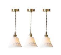 French Exquisite Pendant Lamps,White Lampshade Hanging Lighting,Ceramics Brass Fittings Ceiling Lights,Rope Adjustable Chandelier,E27 Base Lantern Lighting,Bed Room,Bedside Made in China