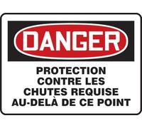 French Fall Protection Required Beyond This Point OSHA Danger Sign, Aluminum 10" x 14", Made in USA - AccuformNMC, FRMFPR105VA