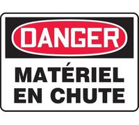 French Falling Material OSHA Danger Sign, Aluminum 10" x 14", Made in USA - AccuformNMC, FRMCRT008VA