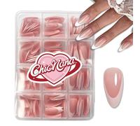 French False Nails, 240pcs Almond Press on Nails Set Nude Color French False Nail Kit Fake Nails Full Cover Stick on Nails DIY Manicure for Women (Almond)