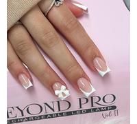French False Nails - 24Pcs Square Fake with Glue - Press on Nails Pattern - Stick on Nails - French Nail Tips with Nail Glue for Women Girls Nail Art