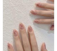 French False Nails,Rose Red False Nails, 24PCS Square French Press on Nails with Jelly Glue,Acrylic Full Cover Nails Women Girls Nail Art Accessories (Rose Red, Love, Line, One Size)