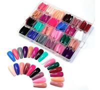 French False Nails Short, Press on Nails Colorful Ballerina Natural Glue-on Nails Sticker Nail Art Full Cover Fake Nails Capsules Artificial Nails for Women and Girls