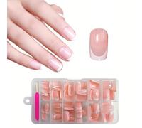 French False Nails - Short Square Press On Nails Short - Fake Nails White Tip French False Nail Kit - 120Pcs Full Cover Stick on Nail Flase Nail Art Manicure Decorations