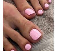 French False Toenails - 24pcs Press On Toe Nails - Baby Pink Toe Press On Nails - High Glossy Fake Toe Nail with Glue On - Full Cover Toenail-Tips for Women Nails Art Manicure