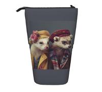 French Fashion Model Ferrets Print Adjustable Pencil Case Versatility Office Pouch Pen Holder Gift Daily Supplies