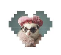French Fashion Model Ferrets Print Building Brick Block Puzzle Heart Shaped,Christmas Valentines Birthday Anniversary Presents