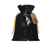French Fashion Model Ferrets Print Christmas Gift Bag, Drawstring Christmas Bags Reusable Gift Bags With Name Tags