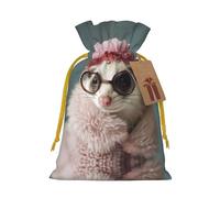 French Fashion Model Ferrets Print Christmas Gift Bag, Drawstring Christmas Bags Reusable Gift Bags With Name Tags